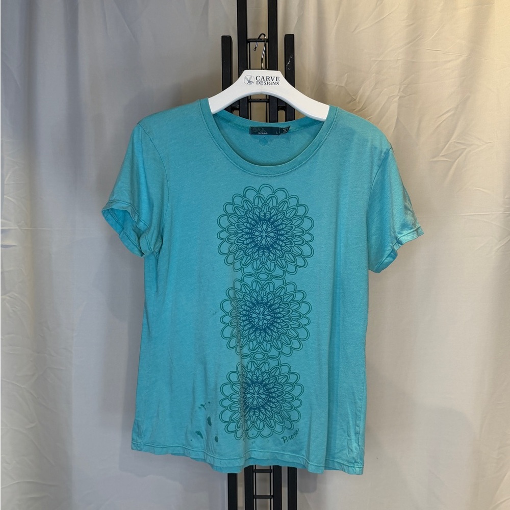 Prana Aqua Floral Short‎ Sleeve Tee